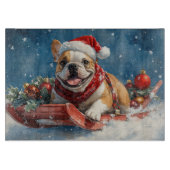 Bulldog in Sledge Lass es Schnee Weihnachten Schneidebrett (Vorderseite)
