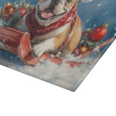 Bulldog in Sledge Lass es Schnee Weihnachten Schneidebrett (Ecke)