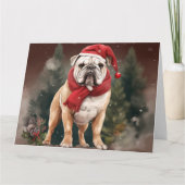 Bulldog in Snow Christmas Karte (Vorderseite)