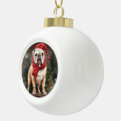 Bulldog in Snow Christmas Keramik Kugel-Ornament (Rechts)