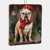 Bulldog in Snow Christmas Keramikornament (Rechts)