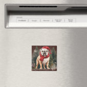 Bulldog in Snow Christmas Magnet (In Situ (Geschirrspüler))