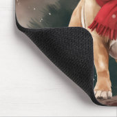 Bulldog in Snow Christmas Mousepad (Ecke)