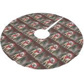 Bulldog in Snow Christmas Polyester Weihnachtsbaumdecke (Schrägansicht)