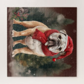 Bulldog in Snow Christmas Puzzle (Horizontal)