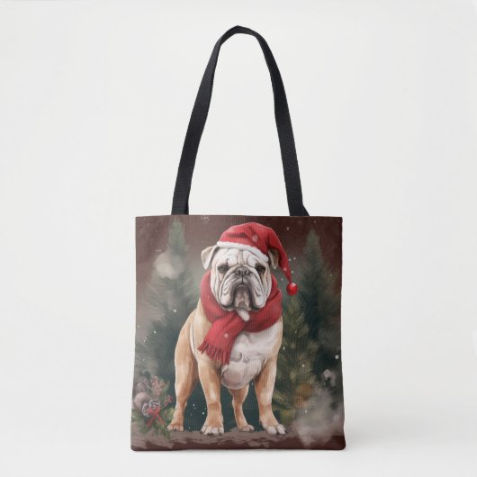Bulldog in Snow Christmas Tasche (Vorderseite)