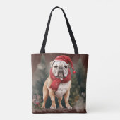 Bulldog in Snow Christmas Tasche (Rückseite)