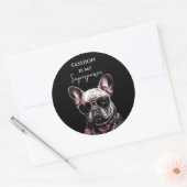 Bulldog in Sonnenbrille Hawaiianischer Shirt Runder Aufkleber (Umschlag)