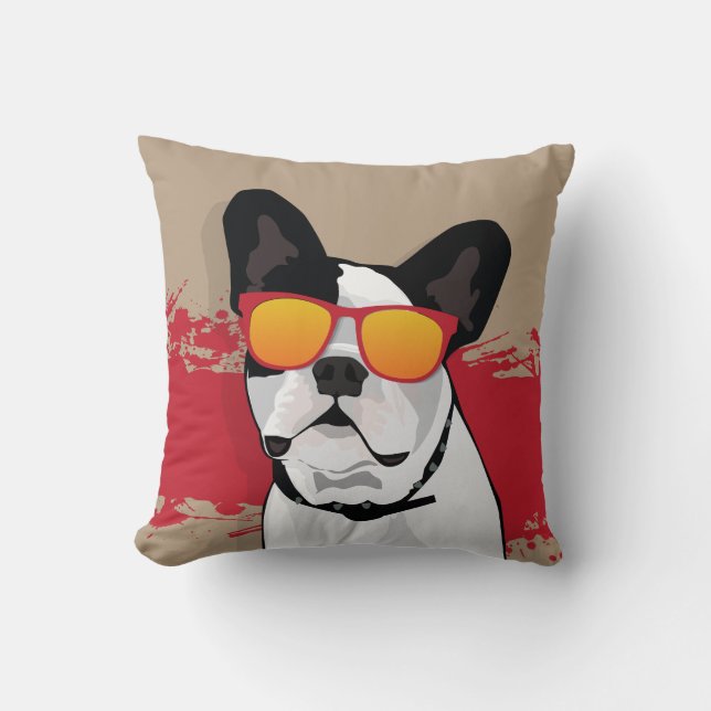Bulldog in Sonnenbrille Kissen (Vorderseite)