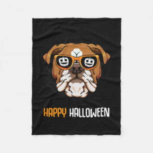 Bulldog in Sungles Lazy Halloween Kostümhund Fleecedecke
