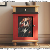 Bulldog in Tuxedo & Bow Krawatte & Wine CR8 Decoup Seidenpapier