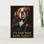 Bulldog in Tuxedo & Bow Krawatte & Wine CR8 Indivi Karte (Vorderseite)