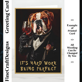 Bulldog in Tuxedo & Bow Krawatte & Wine CR8 Indivi Karte