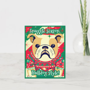Bulldog in Ugly Christmas Sweater Festivals Funny Feiertagskarte