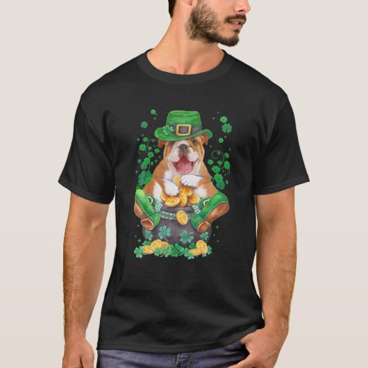 Bulldog Irish Dog Hat Schuhe Clover Kleeblatt St.P T-Shirt (Vorderseite)