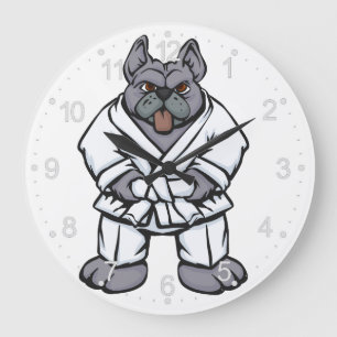 Bulldog jiu jitsu   choose background color große wanduhr