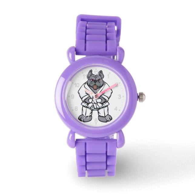Bulldog jiu jitsu | Hintergrundfarbe auswählen Armbanduhr (Vorderseite)