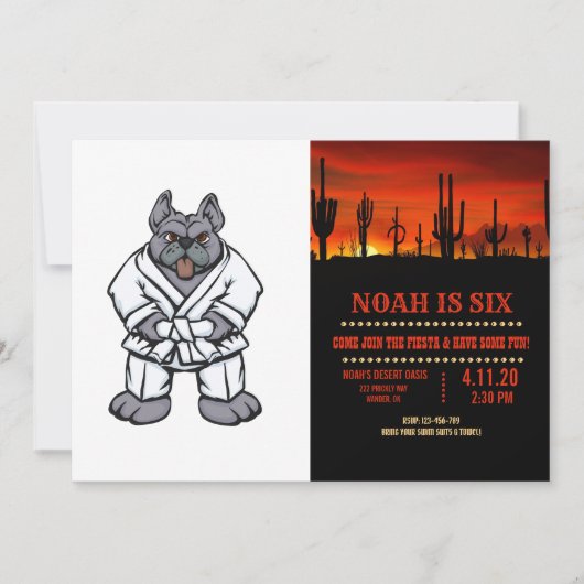 Bulldog jiu jitsu | Hintergrundfarbe auswählen Einladung (Vorderseite)