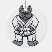 Bulldog jiu jitsu | Hintergrundfarbe auswählen Keramik Ornament (Hinten)