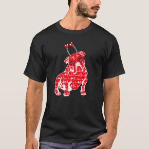 Bulldog Kariert Heart Pattern Dog Headband Herz Va T-Shirt