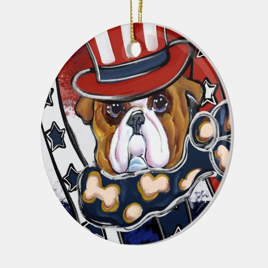 Bulldog Keramik Ornament (Links)