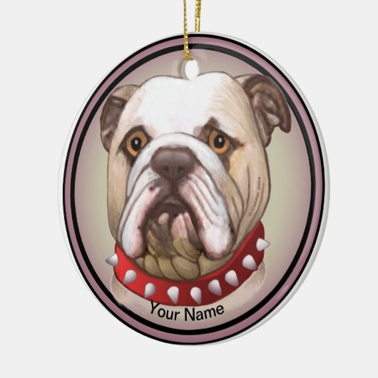 Bulldog Keramik Ornament (Links)