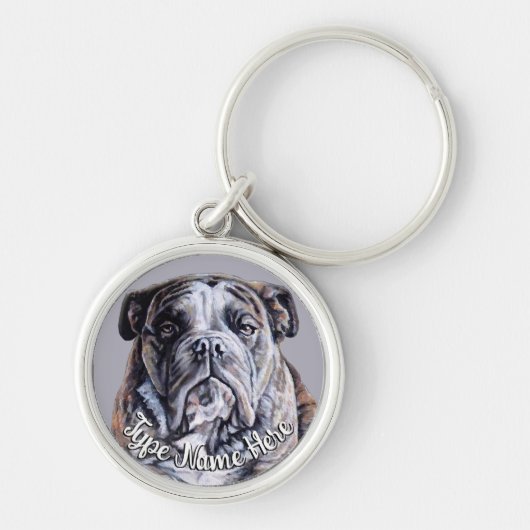 Bulldog Keychain Personalized English Bulldog Gift Schlüsselanhänger (Vorne)