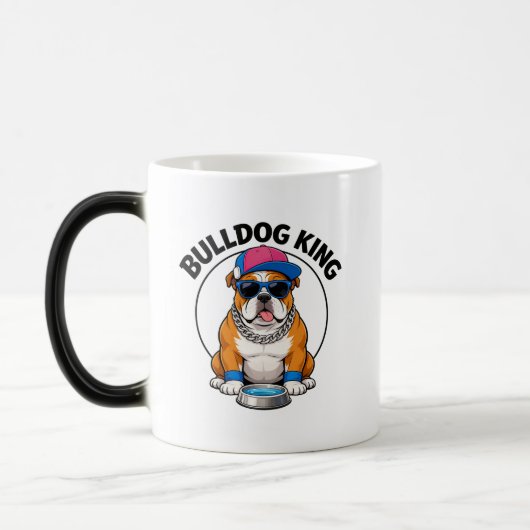 Bulldog King Cool Sunglasses Design Verwandlungstasse (Links)