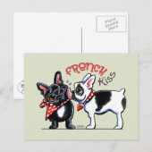 Bulldog Kiss Postkarte (Vorne/Hinten)