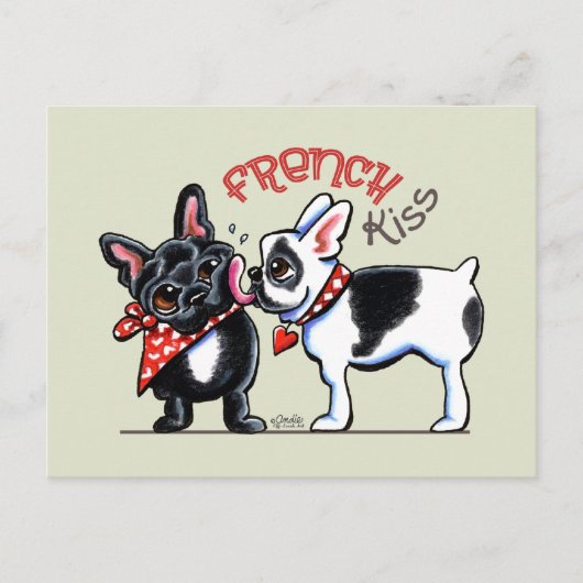 Bulldog Kiss Postkarte (Vorderseite)