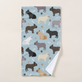 Bulldog-Knochen und Paws Blue Badhandtuch Set (Handtuch)