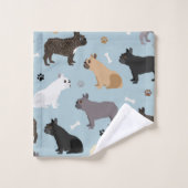 Bulldog-Knochen und Paws Blue Badhandtuch Set (Waschlappen)