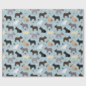 Bulldog-Knochen und Paws Blue Geschenkpapier (Flach)