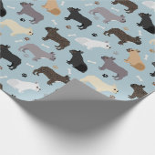 Bulldog-Knochen und Paws Blue Geschenkpapier (Ecke)