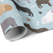 Bulldog-Knochen und Paws Blue Geschenkpapier (Rolleneckpunkt)