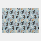 Bulldog-Knochen und Paws Blue Geschirrtuch (Horizontal)