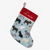 Bulldog-Knochen und Paws Blue Kleiner Weihnachtsstrumpf (Vorderansicht (hängend))