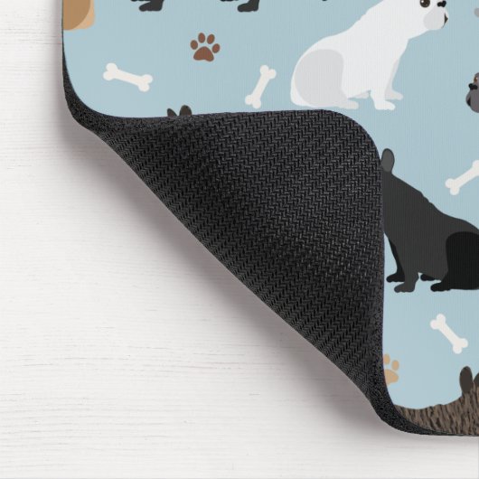 Bulldog-Knochen und Paws Blue Mousepad (Ecke)