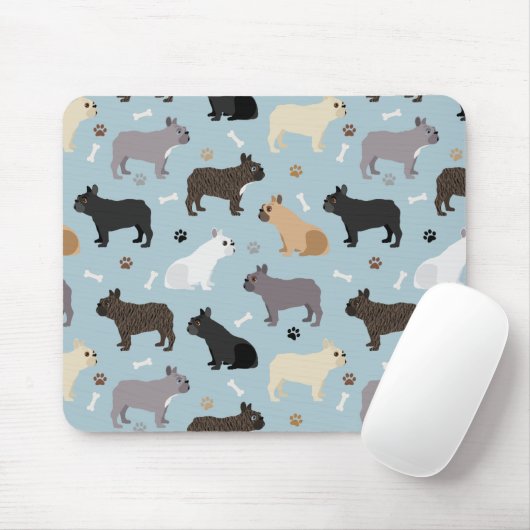 Bulldog-Knochen und Paws Blue Mousepad (Mit Mouse)