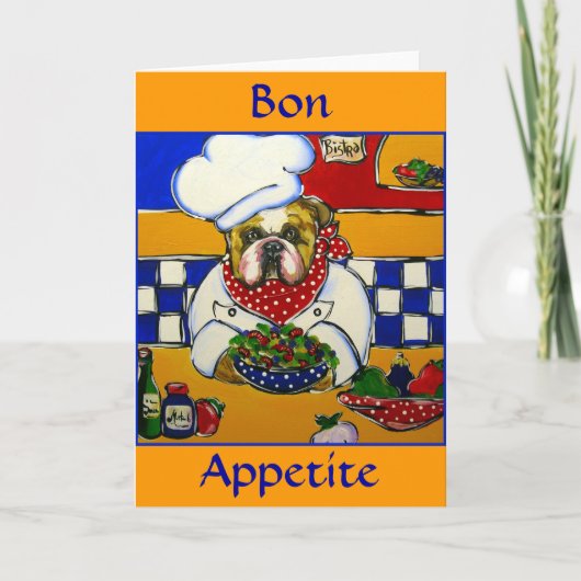 Bulldog-Koch Feiertagskarte (Vorderseite)