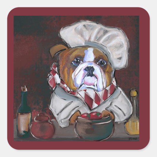 Bulldog-Koch Quadratischer Aufkleber (Vorderseite)