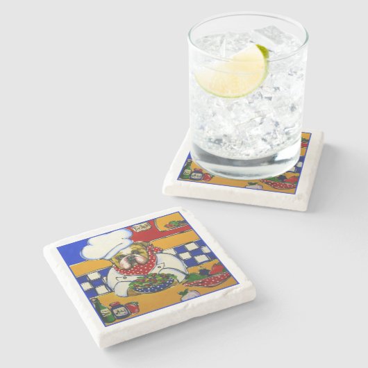 Bulldog-Koch Steinuntersetzer (Seitenansicht)