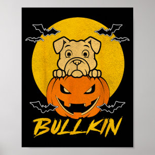 Bulldog Kürbis Bullkin Lustiger Halloween-Hundefan Poster