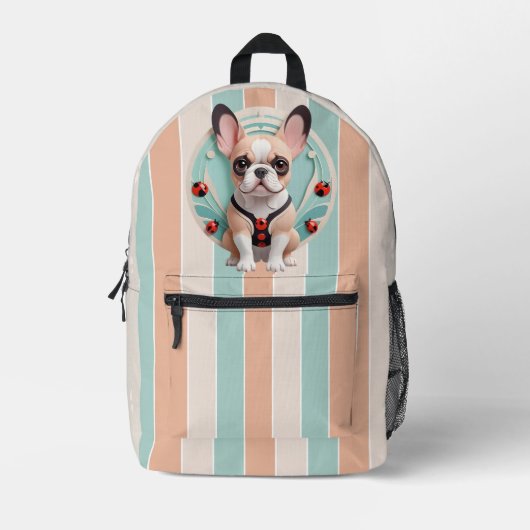 Bulldog Ladybug Pastell Papier schneiden Kunst Bedruckter Rucksack (Vorderseite)