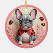 Bulldog Ladybug Pastell Papier schneiden Kunst Keramik Ornament (Hinten)