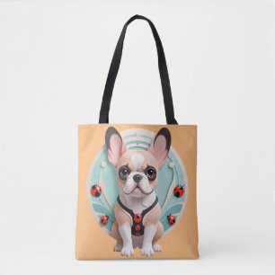 Bulldog Ladybug Pastell Papier schneiden Kunst Tasche