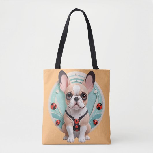 Bulldog Ladybug Pastell Papier schneiden Kunst Tasche (Vorderseite)