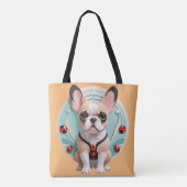 Bulldog Ladybug Pastell Papier schneiden Kunst Tasche (Rückseite)