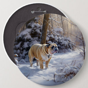 Bulldog Lass es schneien Weihnachten Gebürstet Button