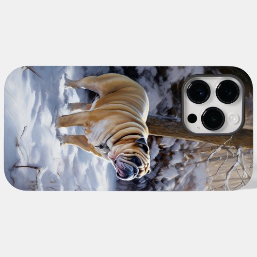 Bulldog lassen es Schnee Weihnachten gebürstet Case-Mate iPhone Hülle (Rückseite (Horizontal))